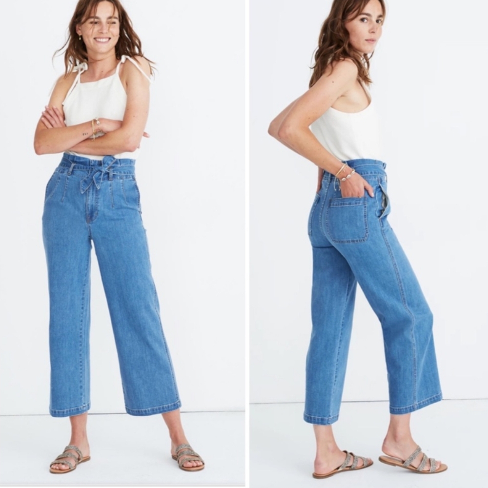 Madewell paperbag wide leg crop jean in Radclif wash